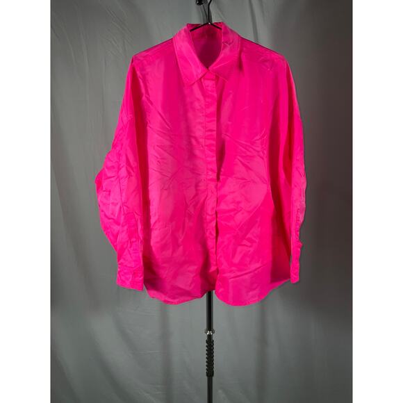 The Frankie Shop 'Perla' Pink Polyester Oversized Woven Shirt Size XS / S - Picture 2 of 4